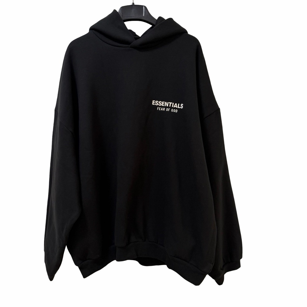 Fear of God ESSENTIALS Mens Fleece Pullover Hoodie Size XL Black White Graphic